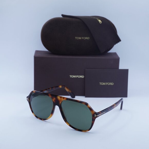 Tom Ford Hayes FT0934 53N Aviator Sunglasses - Havana/Green - Picture 1 of 10